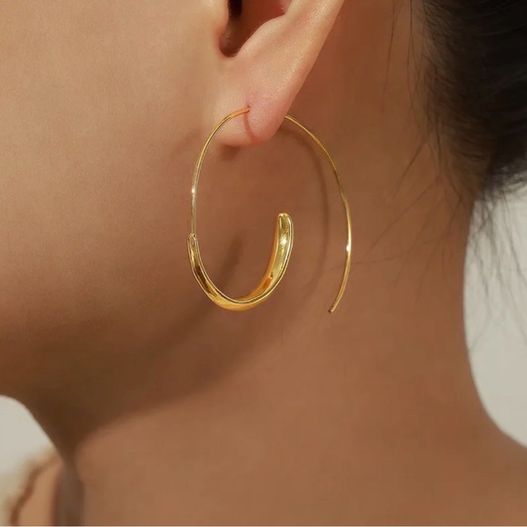 Jewelry - Gold-Plated Copper Open Hoop Earrings